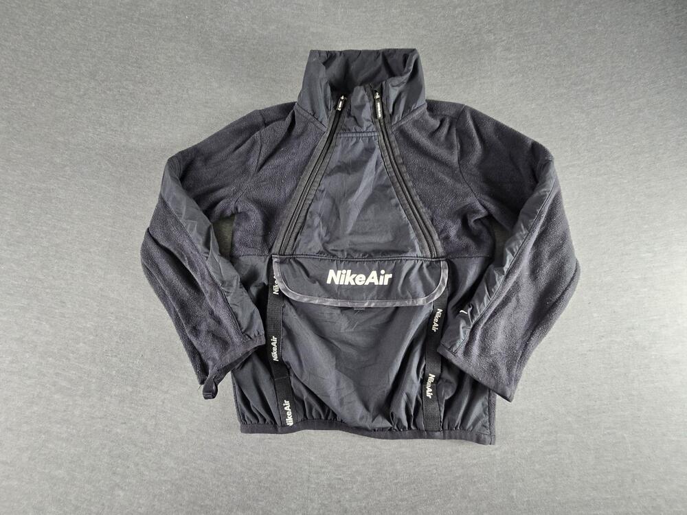 Nike Air Jacket kids Small Black Pullover Windbreaker 1/2 Zip Kangaroo Pocket